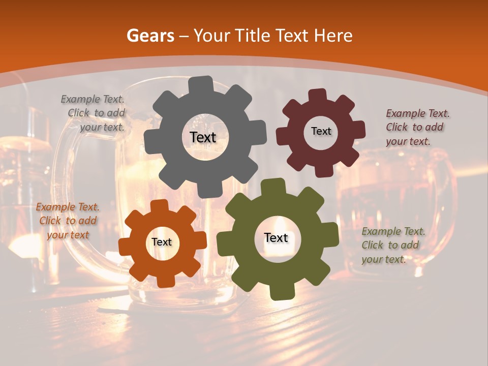 Two Glasses Of Beer On A Wooden Table PowerPoint Template