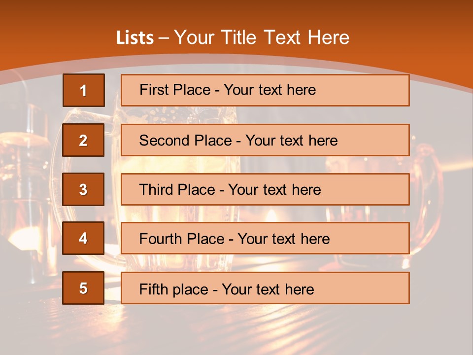 Two Glasses Of Beer On A Wooden Table PowerPoint Template