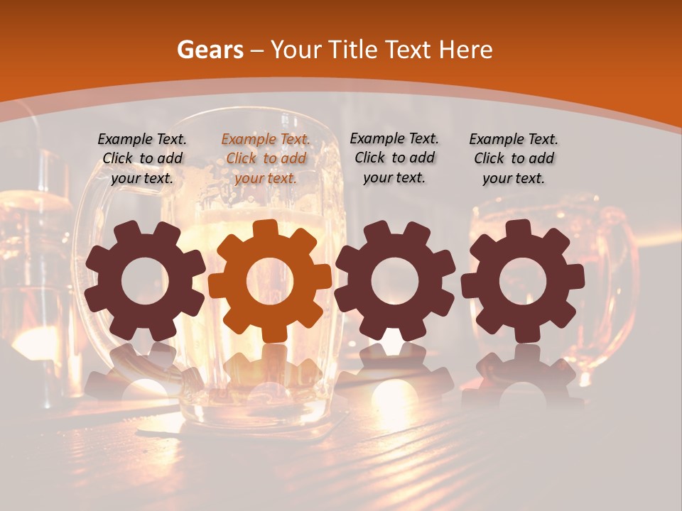Two Glasses Of Beer On A Wooden Table PowerPoint Template