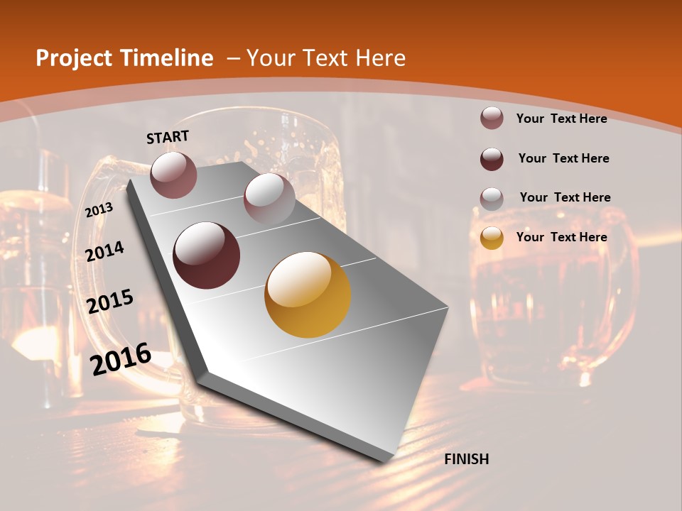 Two Glasses Of Beer On A Wooden Table PowerPoint Template