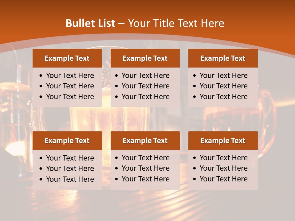 Two Glasses Of Beer On A Wooden Table PowerPoint Template