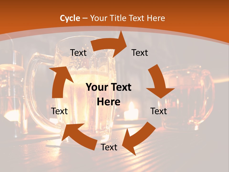 Two Glasses Of Beer On A Wooden Table PowerPoint Template