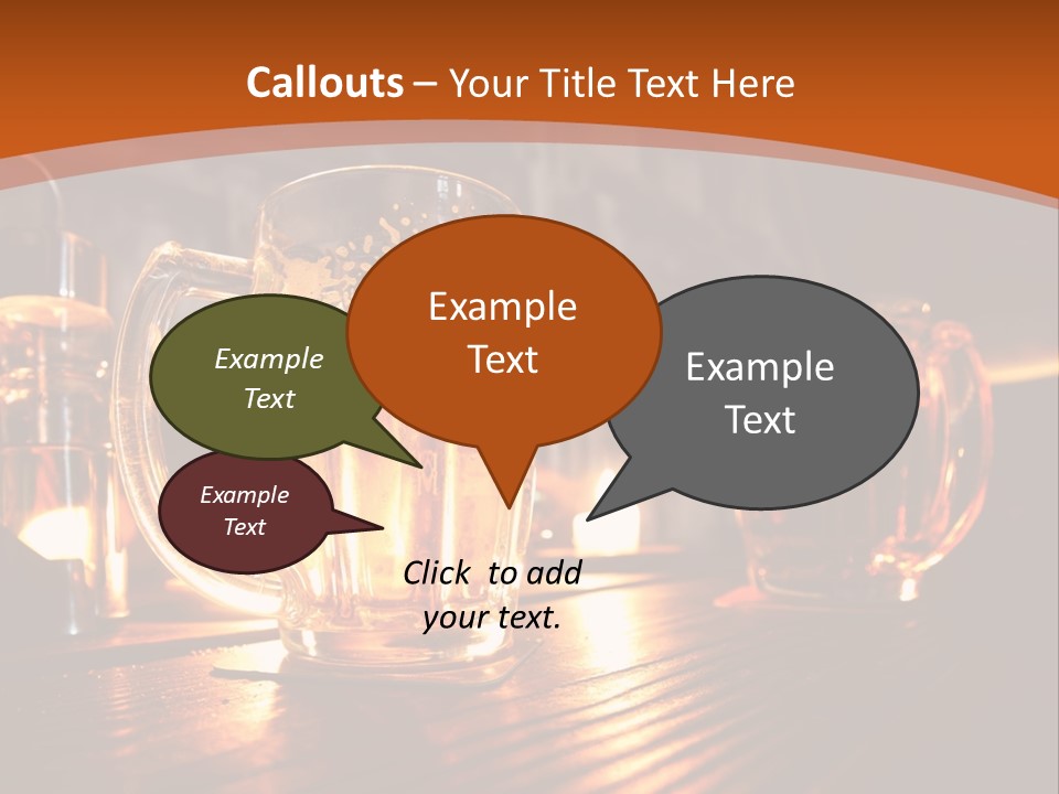 Two Glasses Of Beer On A Wooden Table PowerPoint Template