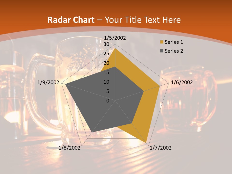 Two Glasses Of Beer On A Wooden Table PowerPoint Template