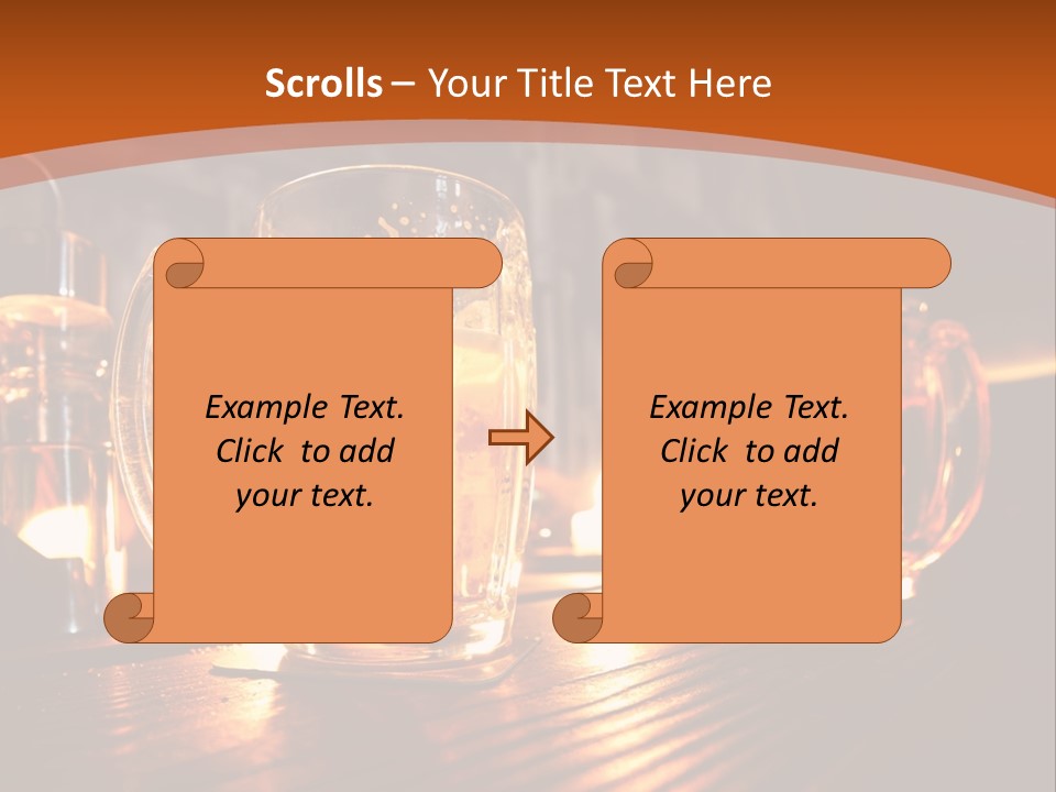 Two Glasses Of Beer On A Wooden Table PowerPoint Template