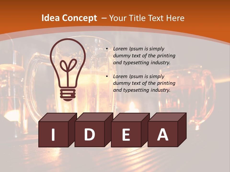 Two Glasses Of Beer On A Wooden Table PowerPoint Template