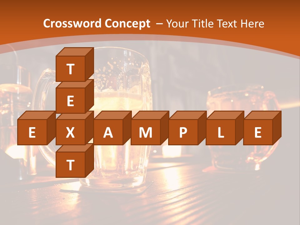 Two Glasses Of Beer On A Wooden Table PowerPoint Template