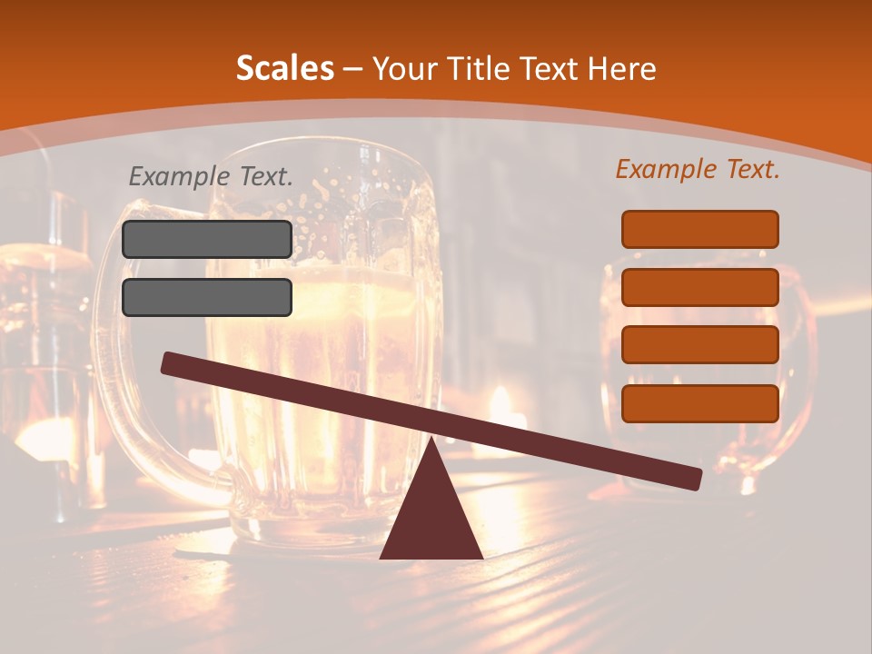 Two Glasses Of Beer On A Wooden Table PowerPoint Template