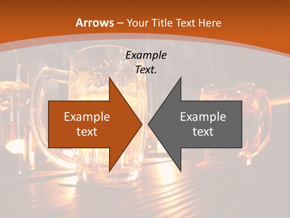 Two Glasses Of Beer On A Wooden Table PowerPoint Template