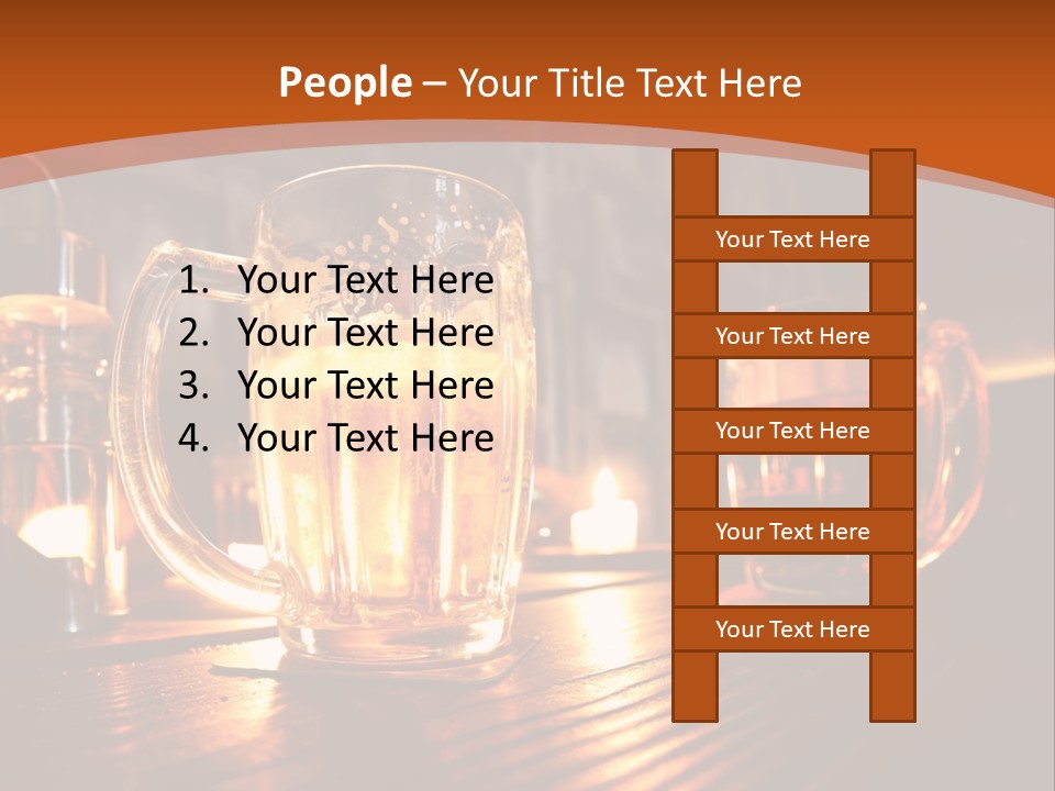 Two Glasses Of Beer On A Wooden Table PowerPoint Template