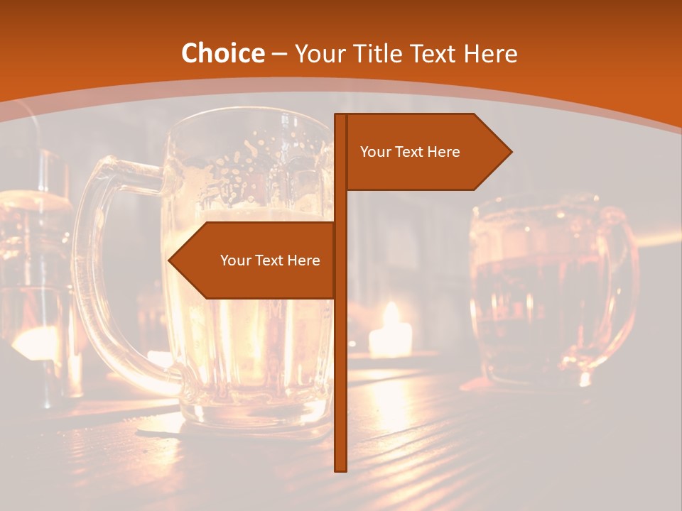 Two Glasses Of Beer On A Wooden Table PowerPoint Template