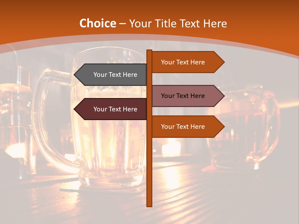 Two Glasses Of Beer On A Wooden Table PowerPoint Template