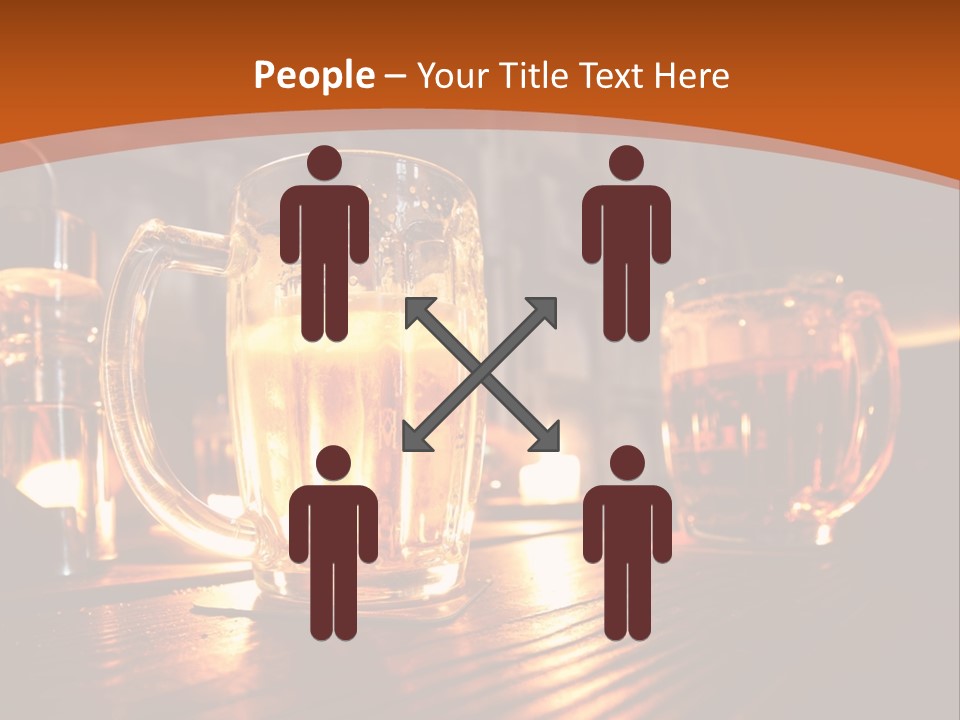 Two Glasses Of Beer On A Wooden Table PowerPoint Template