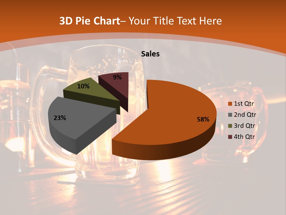 Two Glasses Of Beer On A Wooden Table PowerPoint Template