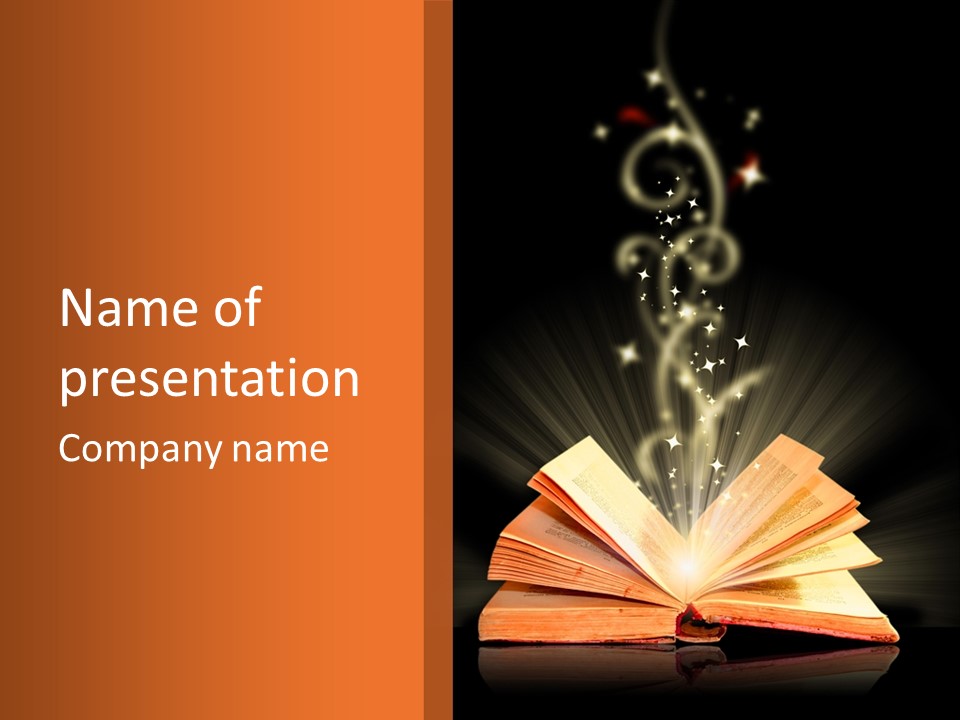 An Open Book With A Light Coming Out Of It PowerPoint Template