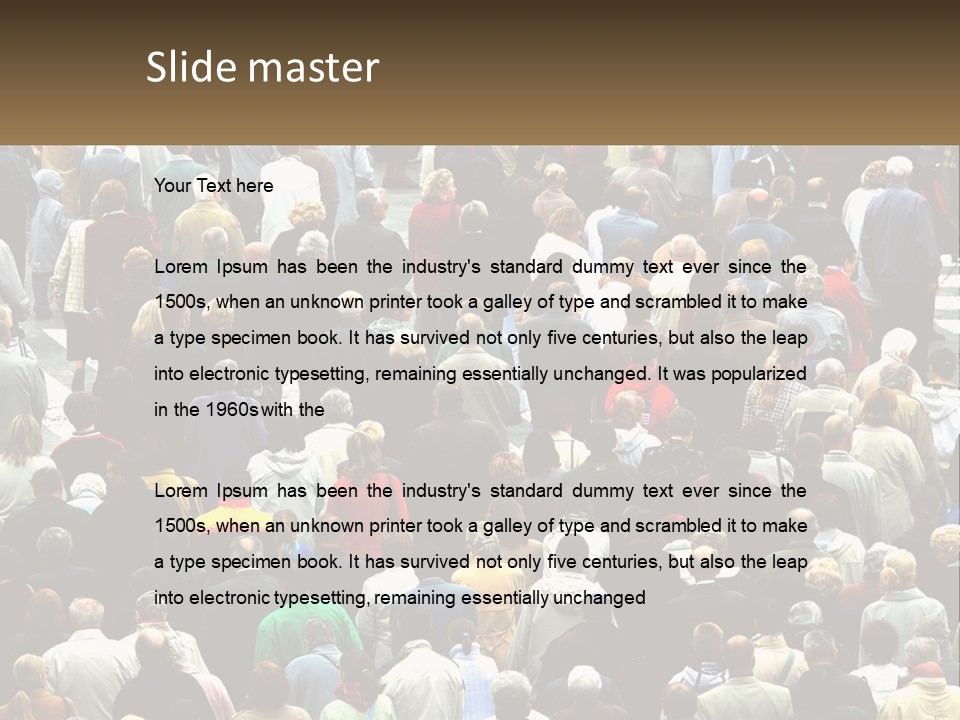 A Large Group Of People Walking Down A Street PowerPoint Template