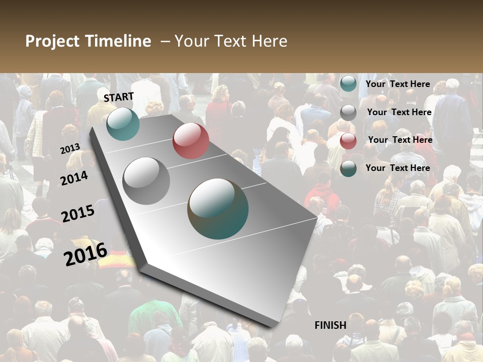 A Large Group Of People Walking Down A Street PowerPoint Template