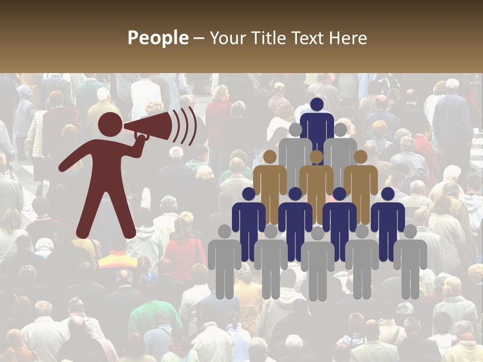 A Large Group Of People Walking Down A Street PowerPoint Template