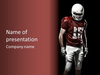 A Football Player In A Red Uniform With A Black Background PowerPoint Template