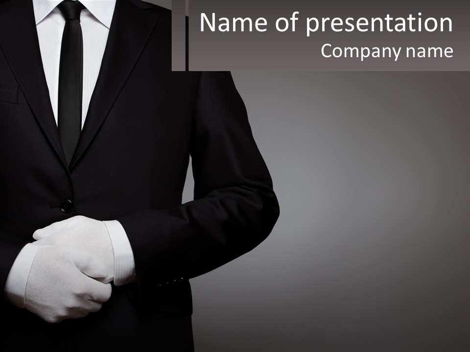 A Man In A Black Suit And White Gloves PowerPoint Template