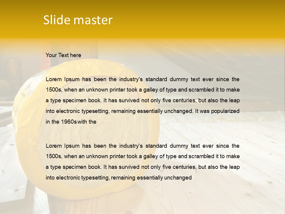 A Yellow Roll Of Insulation In A Attic PowerPoint Template