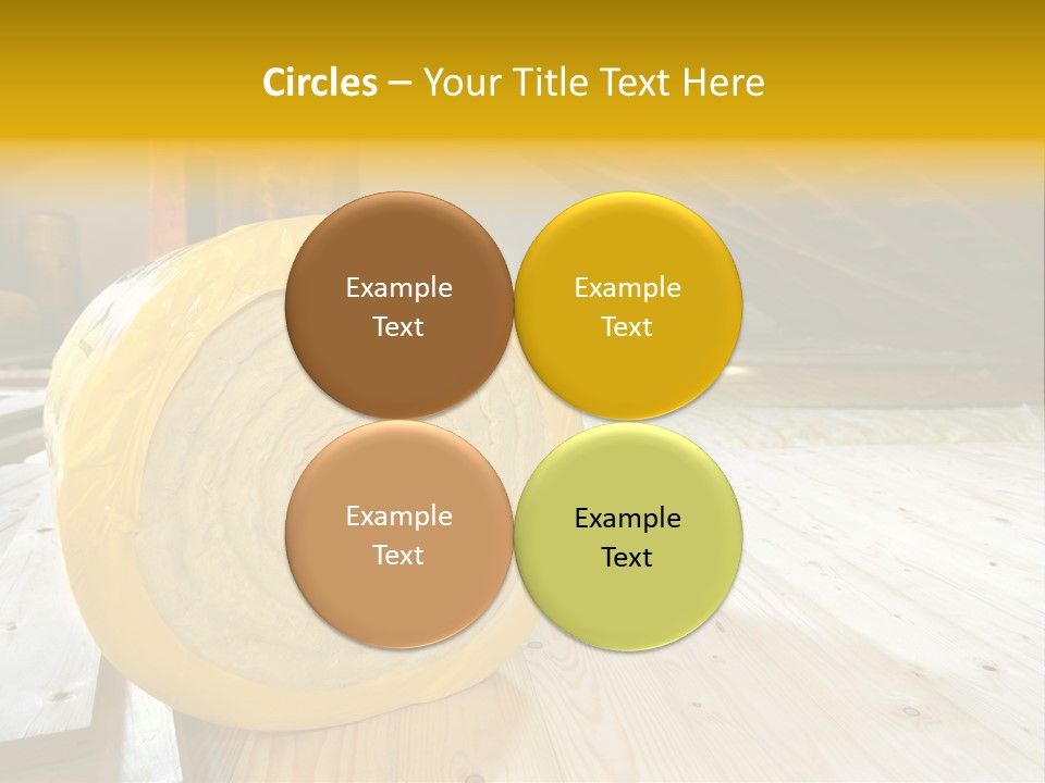 A Yellow Roll Of Insulation In A Attic PowerPoint Template