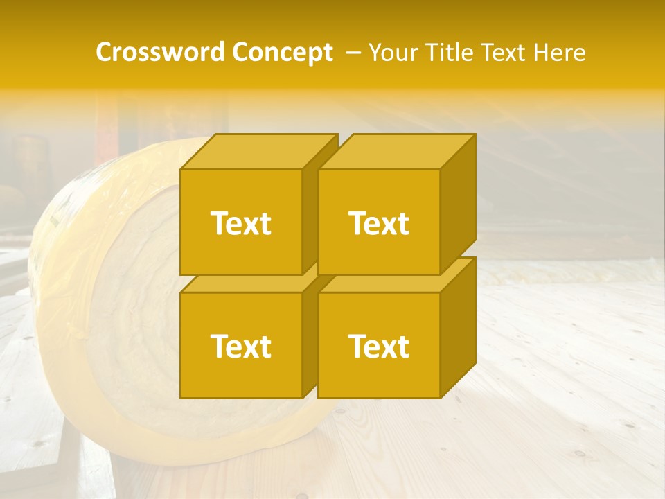 A Yellow Roll Of Insulation In A Attic PowerPoint Template