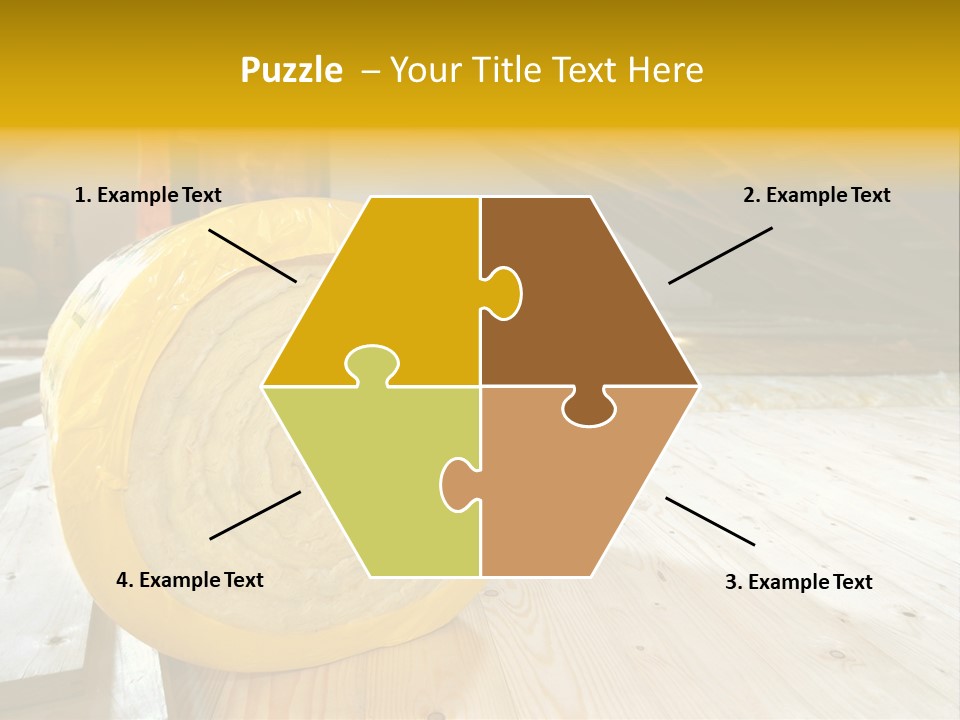 A Yellow Roll Of Insulation In A Attic PowerPoint Template