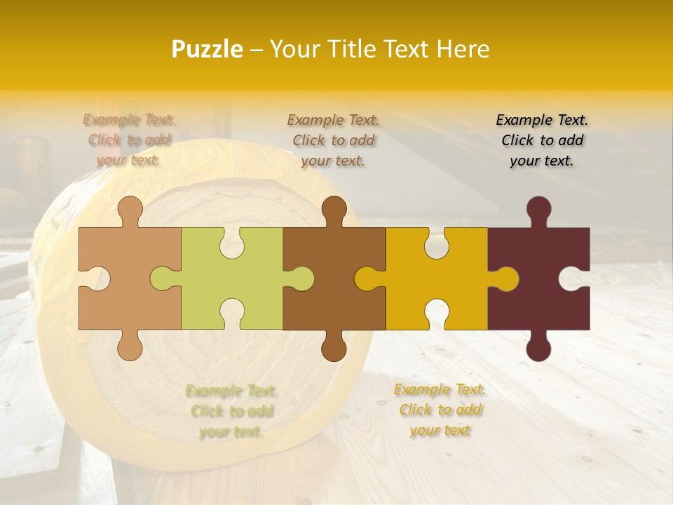 A Yellow Roll Of Insulation In A Attic PowerPoint Template