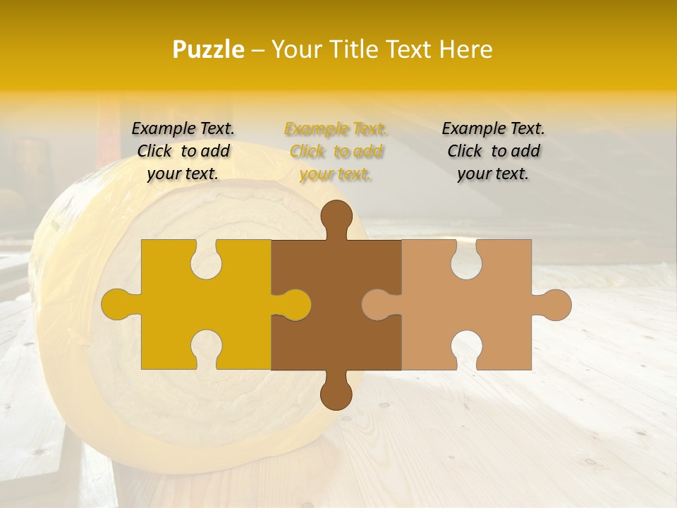 A Yellow Roll Of Insulation In A Attic PowerPoint Template