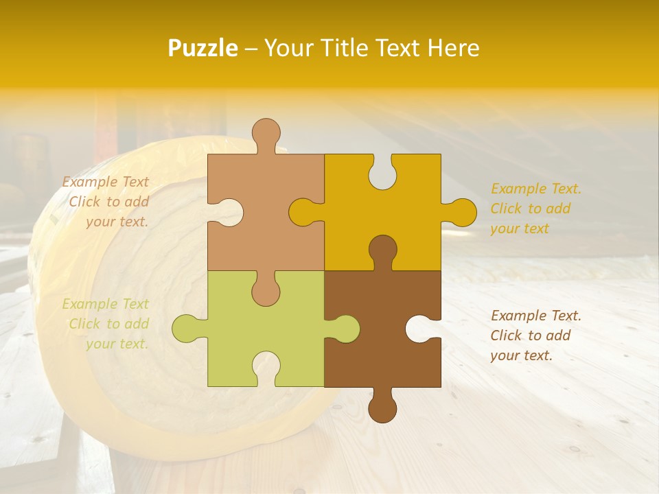 A Yellow Roll Of Insulation In A Attic PowerPoint Template