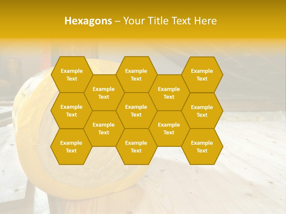 A Yellow Roll Of Insulation In A Attic PowerPoint Template