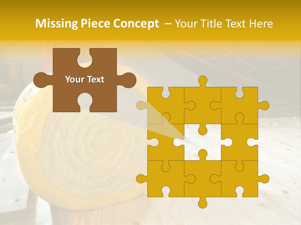 A Yellow Roll Of Insulation In A Attic PowerPoint Template