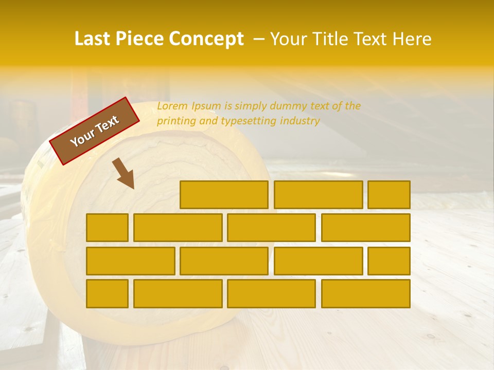 A Yellow Roll Of Insulation In A Attic PowerPoint Template