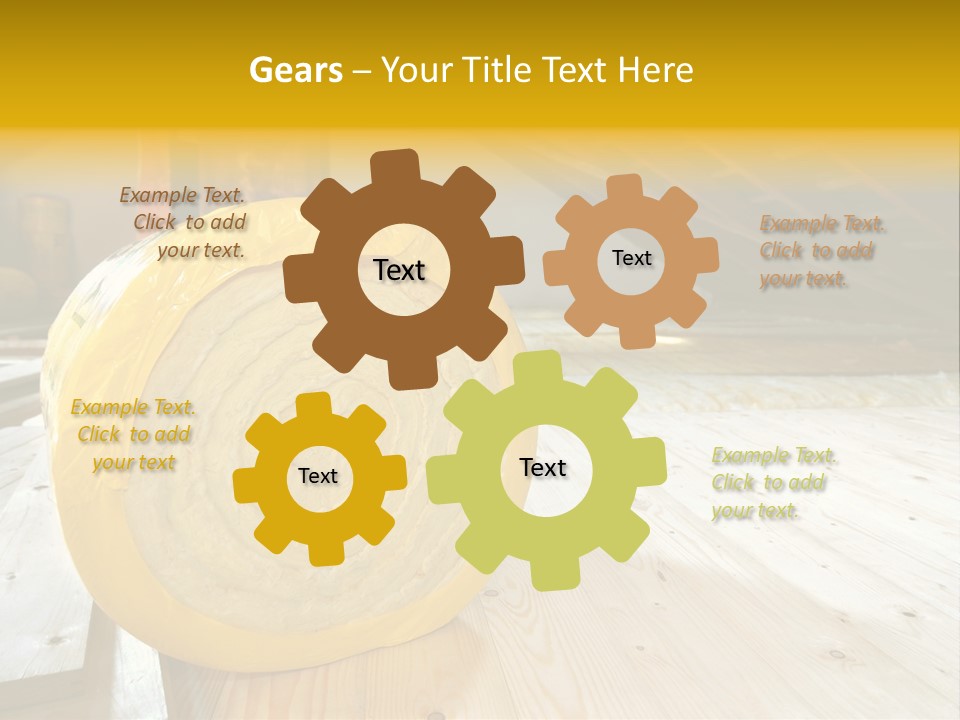 A Yellow Roll Of Insulation In A Attic PowerPoint Template