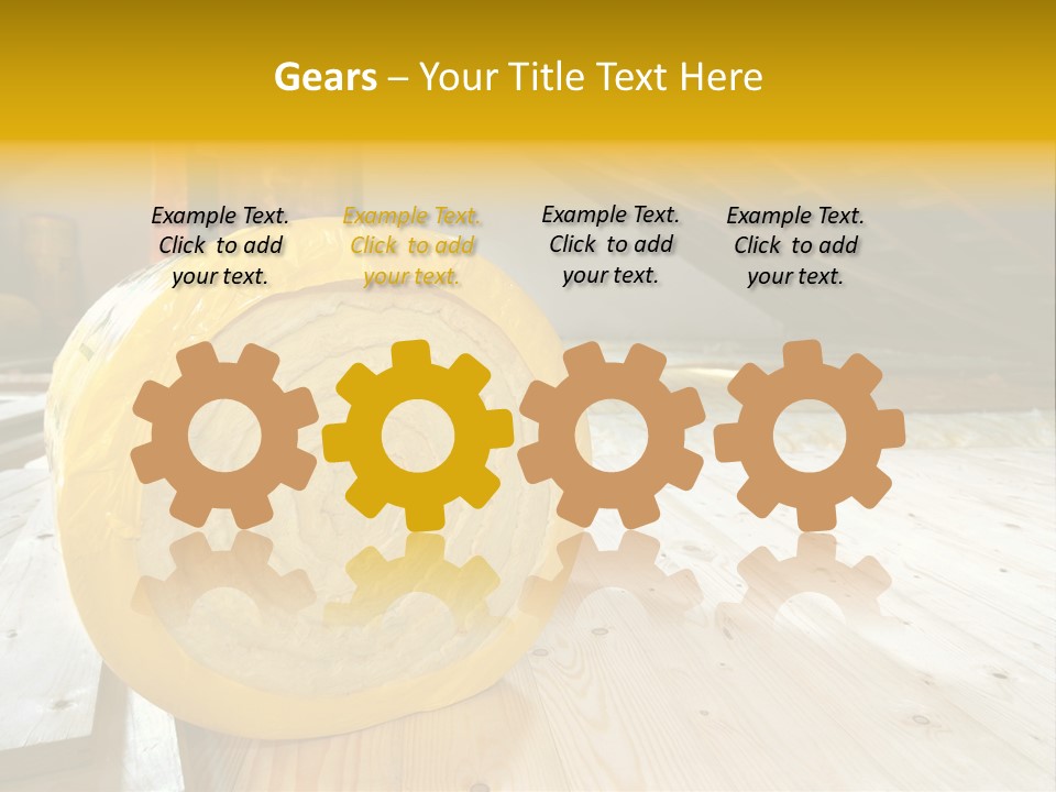 A Yellow Roll Of Insulation In A Attic PowerPoint Template