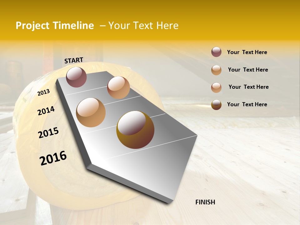 A Yellow Roll Of Insulation In A Attic PowerPoint Template