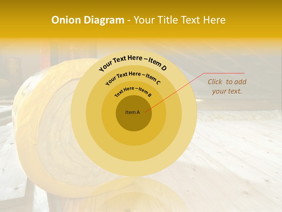 A Yellow Roll Of Insulation In A Attic PowerPoint Template