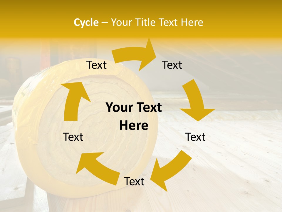 A Yellow Roll Of Insulation In A Attic PowerPoint Template
