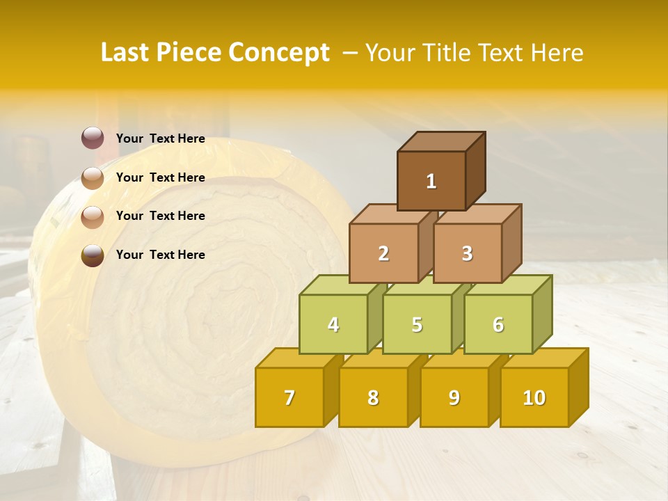 A Yellow Roll Of Insulation In A Attic PowerPoint Template