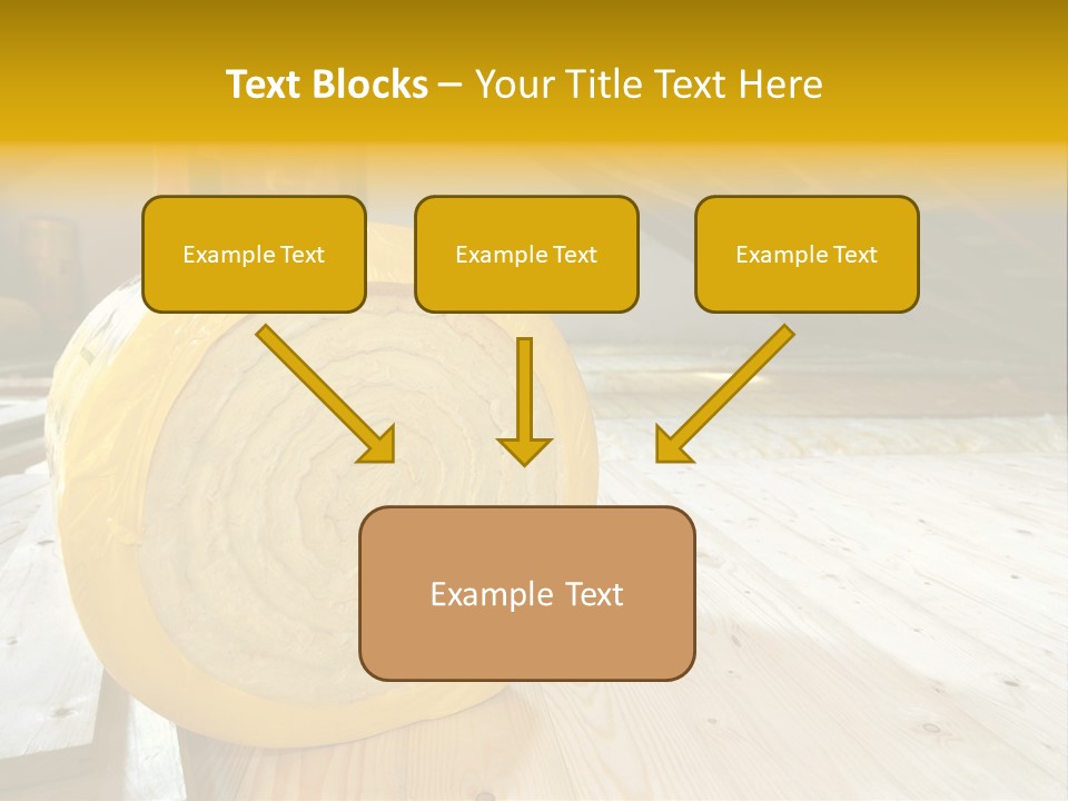 A Yellow Roll Of Insulation In A Attic PowerPoint Template