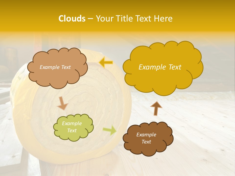 A Yellow Roll Of Insulation In A Attic PowerPoint Template
