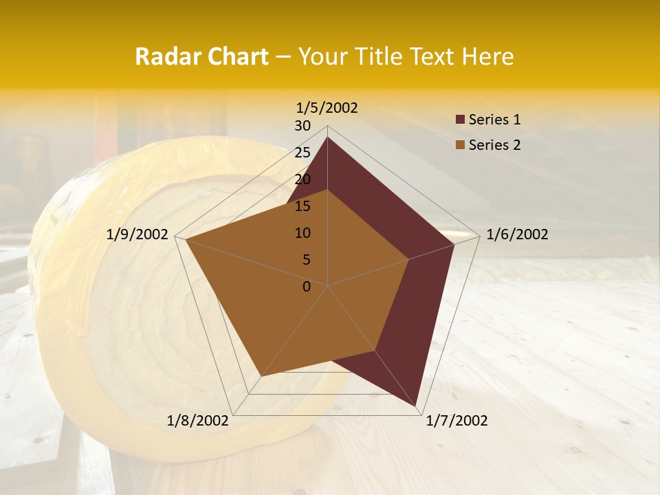 A Yellow Roll Of Insulation In A Attic PowerPoint Template