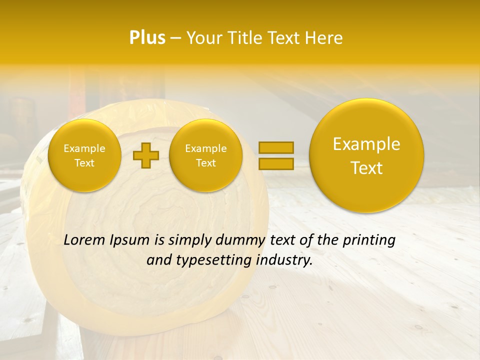 A Yellow Roll Of Insulation In A Attic PowerPoint Template