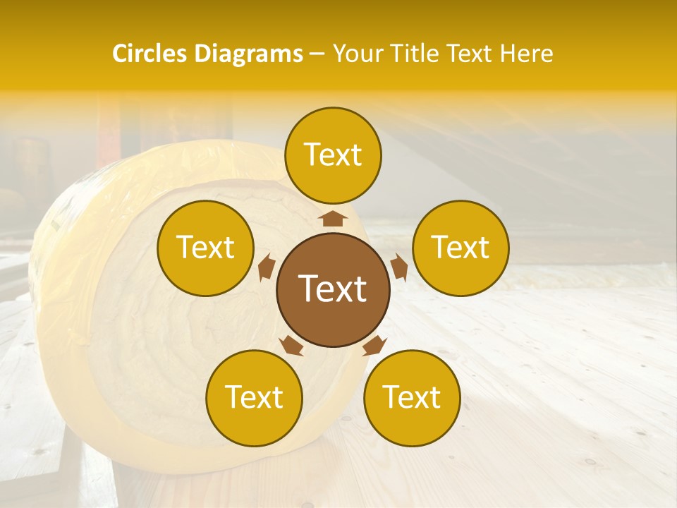 A Yellow Roll Of Insulation In A Attic PowerPoint Template