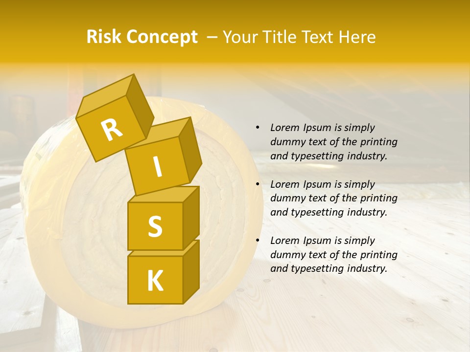 A Yellow Roll Of Insulation In A Attic PowerPoint Template