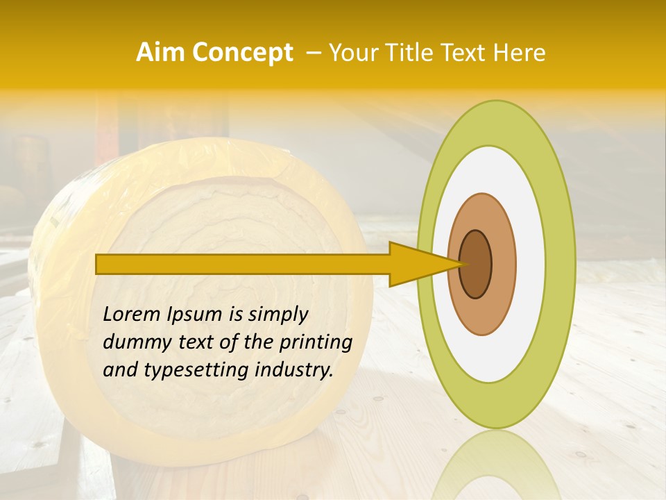 A Yellow Roll Of Insulation In A Attic PowerPoint Template