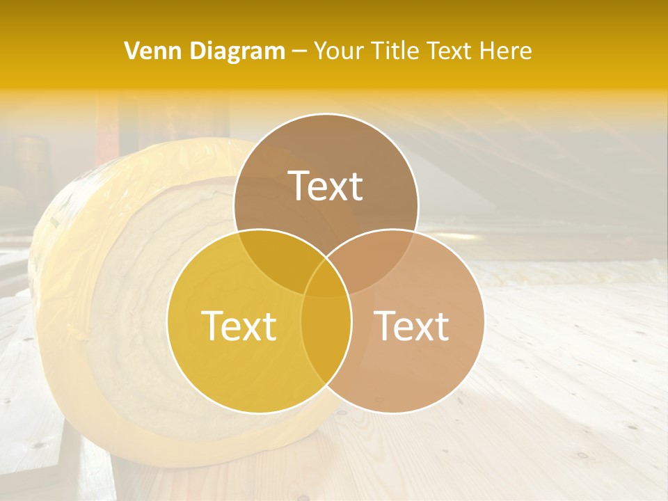 A Yellow Roll Of Insulation In A Attic PowerPoint Template