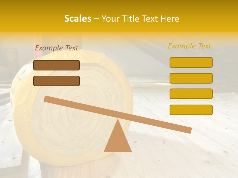 A Yellow Roll Of Insulation In A Attic PowerPoint Template