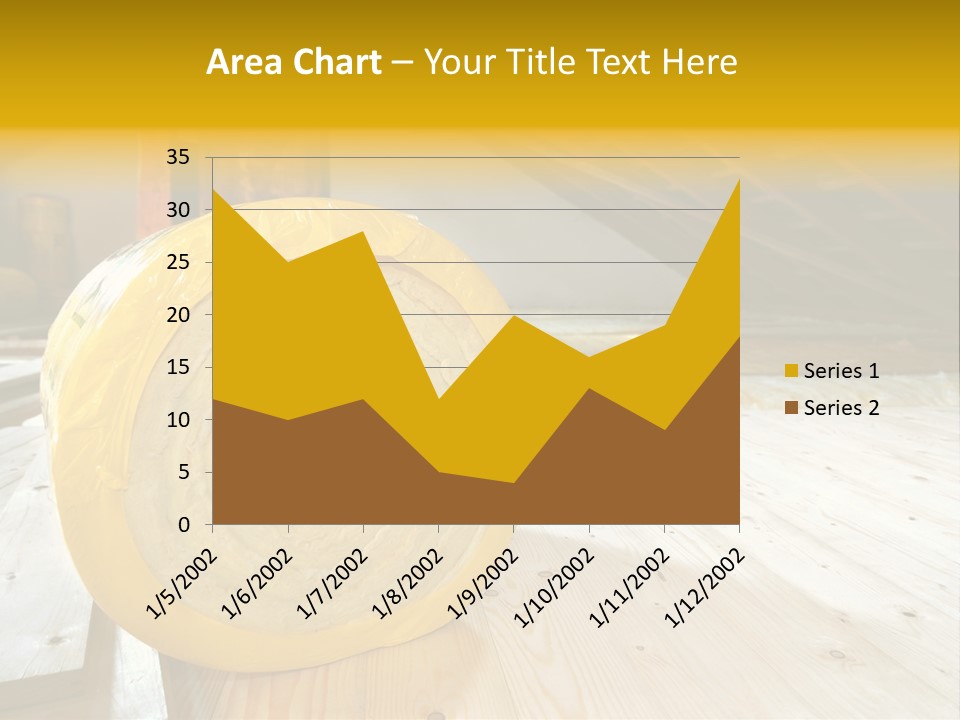 A Yellow Roll Of Insulation In A Attic PowerPoint Template